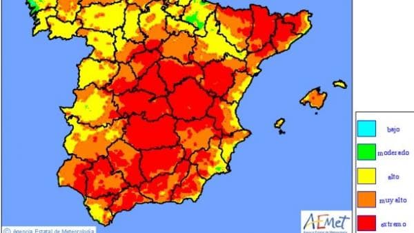 Most of Spain on alert for wildfire risk as temperatures soar