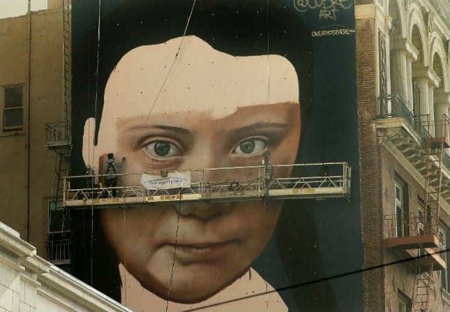 Huge mural of green activist Greta Thunberg goes up in San Francisco