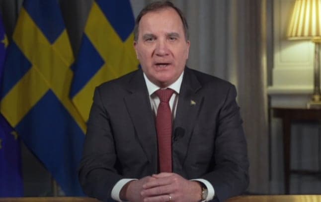 In English: Prime Minister Stefan Löfven's televised speech to the nation