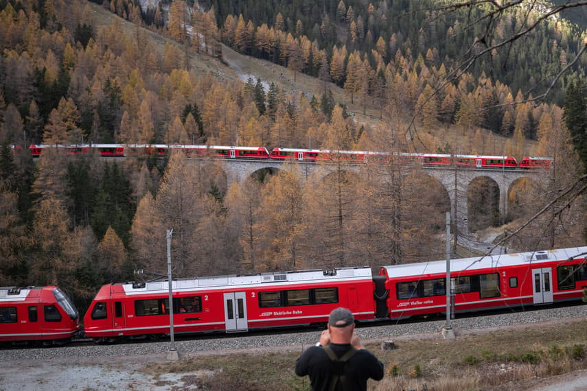 IN PICTURES: World's longest passenger train winds through Swiss Alps