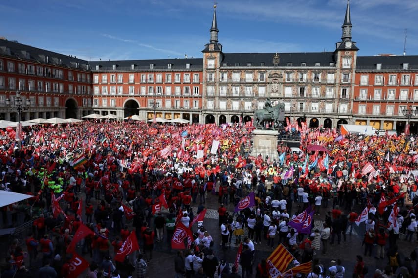 Thousands rally in Spain's capital for pay hikes as living costs soar