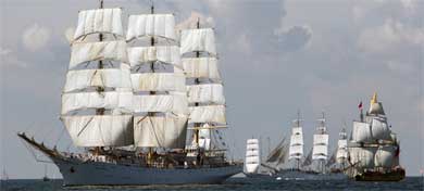 Spectacular scene as tall ships arrive in Stockholm