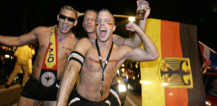 Patriotic Germans flying the flag for football
