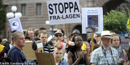 Anti-surveillance demonstrators hold Stockholm rally