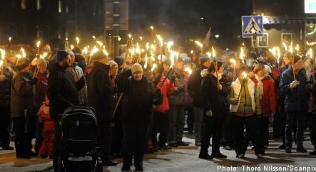 Swedish town marches against violence