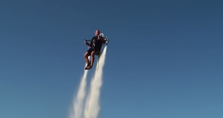 German jet pack helps humans fly above water