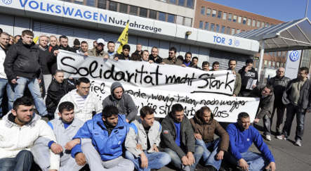 VW worker collapses on hunger strike for more hours