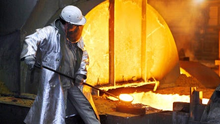 Steel production drops by half