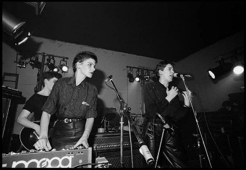 Gudrun Gut, Bettina Köster, Manon Duursma and Malaria!, May 1981. Along with OceanClub Radio, Gut runs the record label Monika Enterprise  (http://www.m-enterprise.de/) and still tours as a DJ and solo artist. She was an original member of Einsturzende Neubauten and, with Din A Testbild, played at the opening of the SO36. Malaria! and assorted projects had a big and lasting impact on the Berlin music scene.Photo: Peter Gruchot
