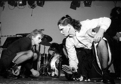 Gavin Friday and Guggi of the Irish trash-rockers (and childhood friends of U2) The Virgin Prunes, SO February 1983.Photo: Peter Gruchot