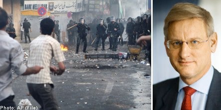 Bildt pushes Iran to allow peaceful protests