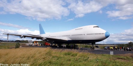 Stockholm’s jumbo jet hostel put up for sale