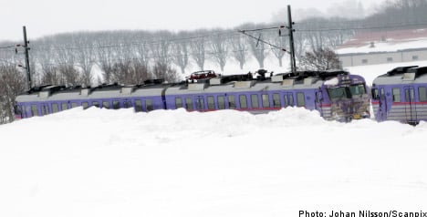 Snow halts trains in southern Sweden