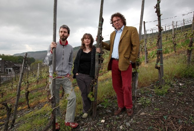 Anti-bridge activists ,l-r, Knut Aufermann, Sarah Washington and winemaker Ernst Loosen, have campaigned strongly against the plans.Photo: Penny Bradfield