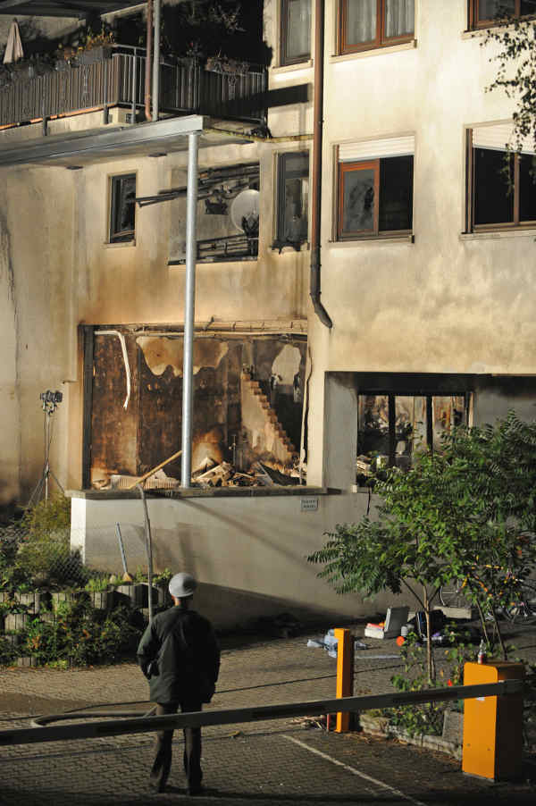 The burnt out house near the hospital where the rampage started.Photo: DPA