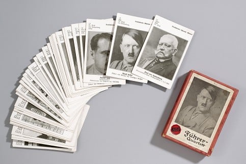 A deck of playing cards featuring Adolf Hitler and other prominent Nazi officials. One purpose of the exhibition is to show how the Nazi ideology influenced the everyday. Photo: Sebastian Ahlers Privatsammlung Rainer Graefe/Deutsches Historisches Museum