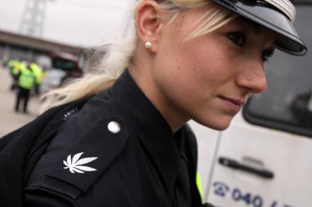 Drivers in Germany might be surprised to discover some police officers making drug and alcohol traffic checks have taken to wearing cannabis-leaf emblems on their uniforms.Photo: DPA