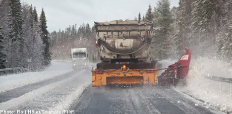 Snow causes slick roads in southern Sweden