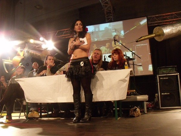 Judging at one of the many tattoo competitions. Categories included "Best Large", "Best Crazy" and "Best BioMechanic".Photo: Ruth Michaelson
