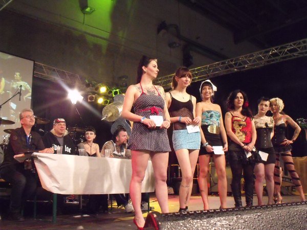 Entrants line up for the judging of "Tattoo Queen 2011."Photo: Ruth Michaelson