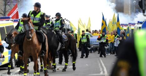 Protesters rally against Sweden Democrat march