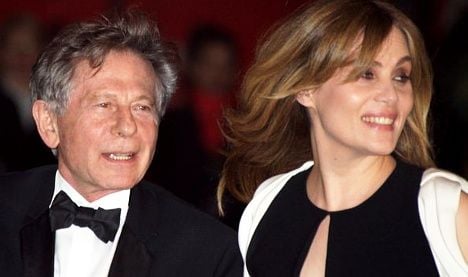 Roman Polanski with his wife Emmanuelle Seigner in Cannes, 2011