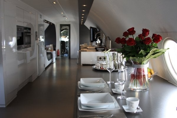 Everything, including breakfast quarters and pantry, have been streamlined to fit into the plane.Photo: hotelsuites.nl