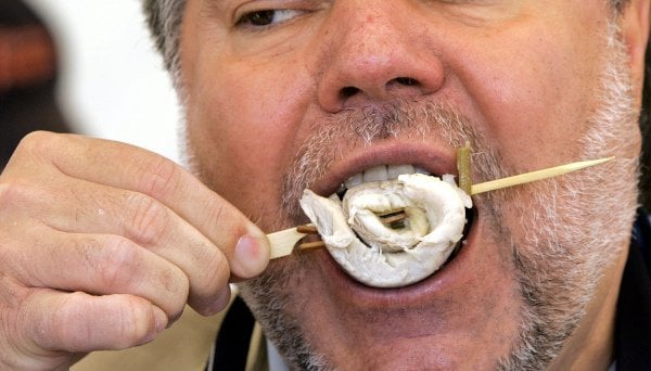Rollmops<br>Hungover? Do as the Germans do and have a pickled herring rolled up around an olive, held together by a wooden stick. Rollmops have been a staple snack in Germany for hundreds of years and are still hailed today as a cure for excess, as well as a healthy treat.Photo: DPA