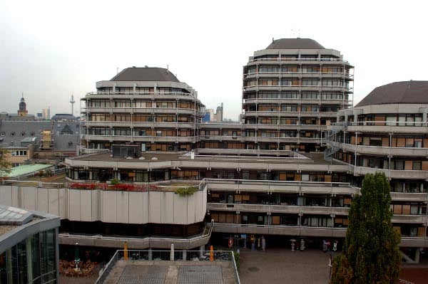 The now demolished technical town hall - a seventies concrete giant which the old-town will replace.Photo: DPA