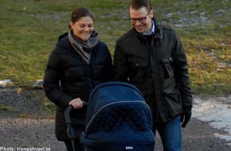 Princess Estelle goes for her 'first walk'