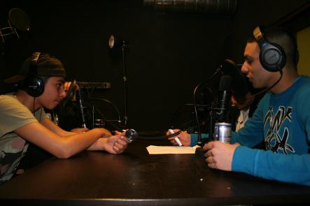 Radio studio<br>Local teens debate immigration in their weekly radio slotPhoto: Patrick Reilly
