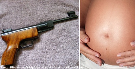 Pensioner points pistol at pregnant peeing woman