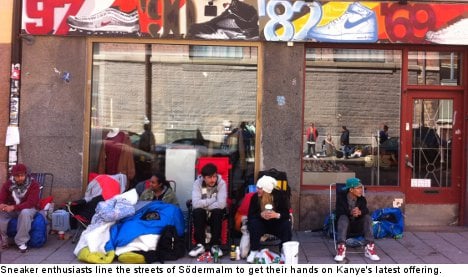 Shoe lovers camp out for new Kanye sneakers
