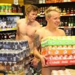 Supermarket scores with nudist gimmick
