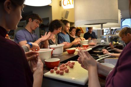 How to cook Swedish Meatballs<br>Who is doing the best job of rolling the meatballs? It's hands on at "The Meatball Experience".Photo: Susann Eberlein