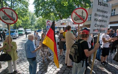 Far-right activists stage anti-Muslim protest