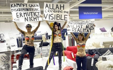 Women stage topless demo at Ikea in Germany