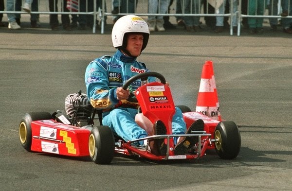 Where it all began - Schumi gets back to his roots in the karts in 1994.Photo: DPA