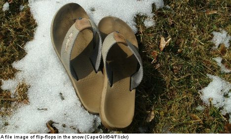 Refugees made to face winter freeze in flip-flops