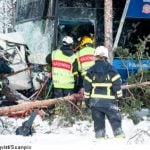 One dead as double-decker bus crushes car