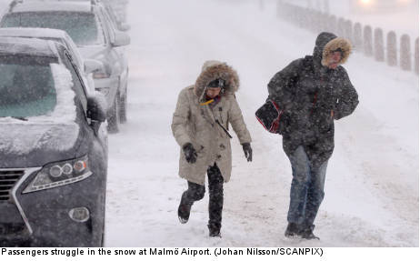 Blizzard rolls across southern Sweden
