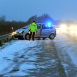 Slippery roads cause several accidents