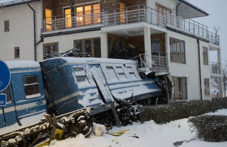 Train crashed into house near Stockholm