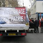 "Without true marriage, no more French homeland." 

Banner of a group of French military veterans at the anti-gay marriage 'Manif Pour Tous' on January 13th.Photo: Ben McPartland/The Local