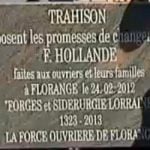 6. CLOSED FACTORIES, broken promises. Industry had a torrid 12 months under Hollande. With plants owned by Goodyear and ArcelorMittal to shut down, workers made a headstone to Hollande's 'broken promises' (pictured). His government tried to sell the Goodyear plant. In February, the CEO of US tyremaker Titan wrote back <a href=" http://www.thelocal.fr/page/view/us-ceo-mocks-french-factory-workers#.UX_jRxxkM_Y" target="_blank"> How stupid do you think we are?</a>