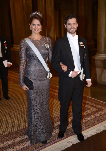 Princess Madeleine is escorted by her brother Prince Carl Philip to a Nobel laureates dinner in 2012.Photo: Jessica Gow/Scanpix