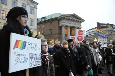 An RFSL demonstration against forced sterilization in 2012Photo: Anders Wiklund/Scanpix