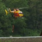 Several residents and workers from the Town Hall had to be airlifted to safety in Lourdes.Photo: BFMTV