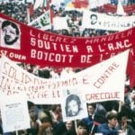 Anti-apartheid campaigners in France organised numerous street protests to call for Mandela's release from prison. This photo from the ANC shows one rally in Paris where protesters held banners calling for a boycott of South Africa.Photo: ANC