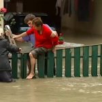 Residents in Lourdes have had to abandon their homes as the flood waters continue to rise.Photo: BFMTV